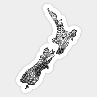 New Zealand doodle map Sticker